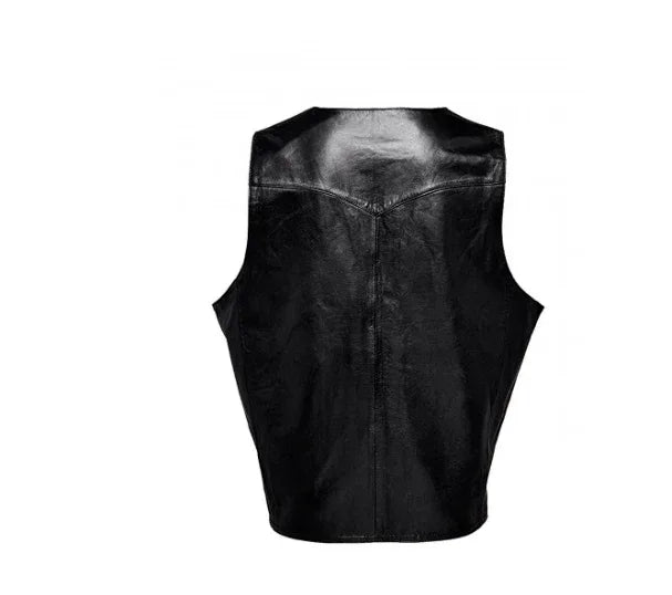 Motorcycle Leather Vest Men – Black Riding Leather Vest