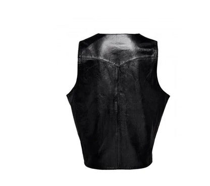 Motorcycle Leather Vest Men – Black Riding Leather Vest