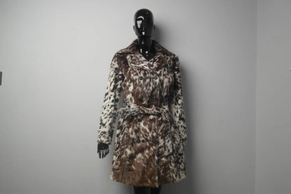 Black And White Cowhide Trench Coat Womens – Real Hair On Hide Long Coat