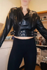 Leather Moto Jacket Buckled Strap Zip