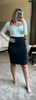 High Waisted Knee Length Pencil Skirt