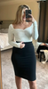 High Waisted Knee Length Pencil Skirt