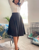 High Waisted Flare Pleated Skirt