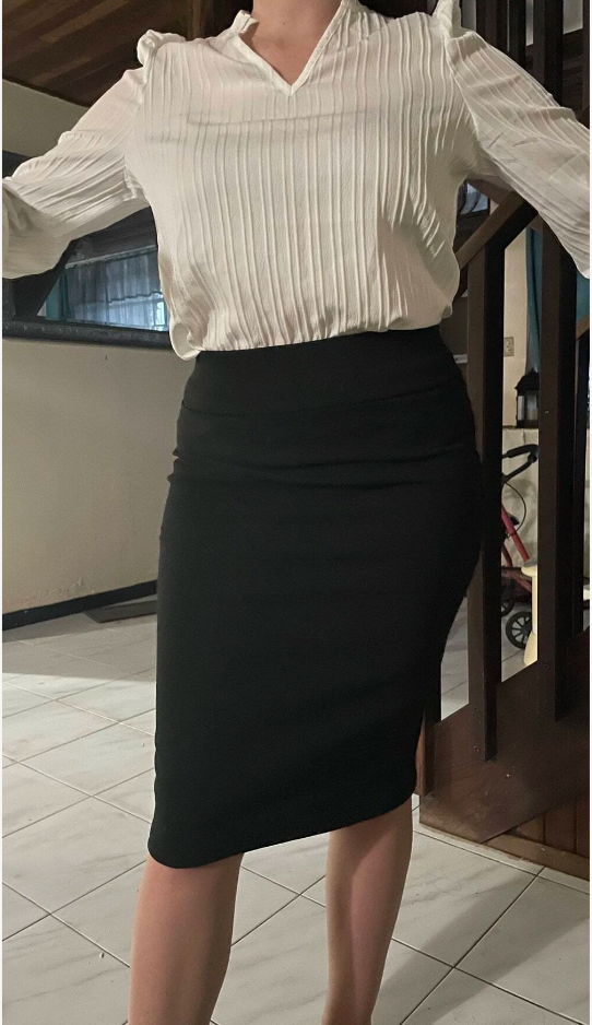 High Waisted Knee Length Pencil Skirt