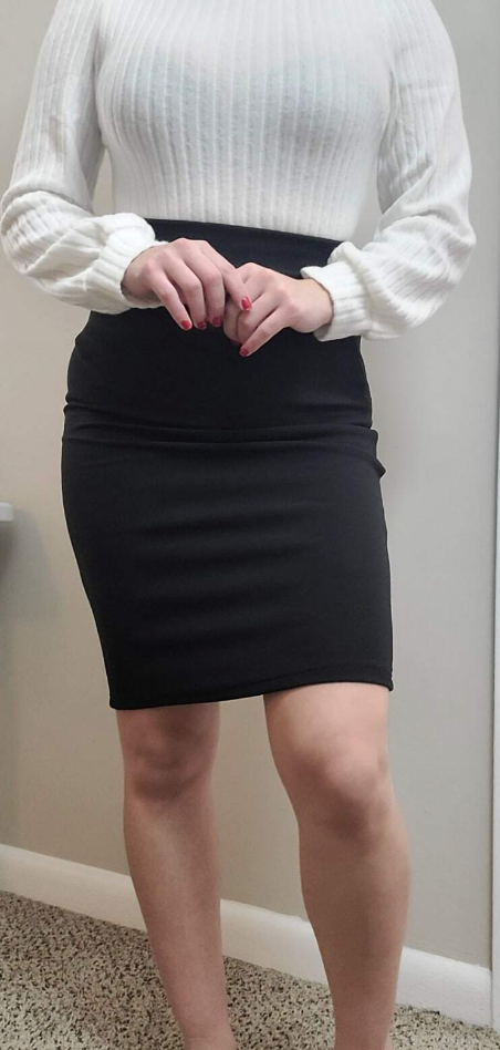 High Waisted Knee Length Pencil Skirt