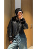 Genuine waxed sheepskin leather jacket with fur Black S