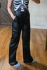 Ladies Casual Real Leather Straight Pants