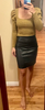 Genuine Leather Zip Back Straight Skirt Workwear