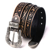 Embossed rose punk leather belt for women Black 105 cm