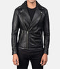 Men’s black leather biker jacket genuine sheepskin