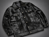 Black Cowhide Jacket in Genuine Hair-On Leather for Men