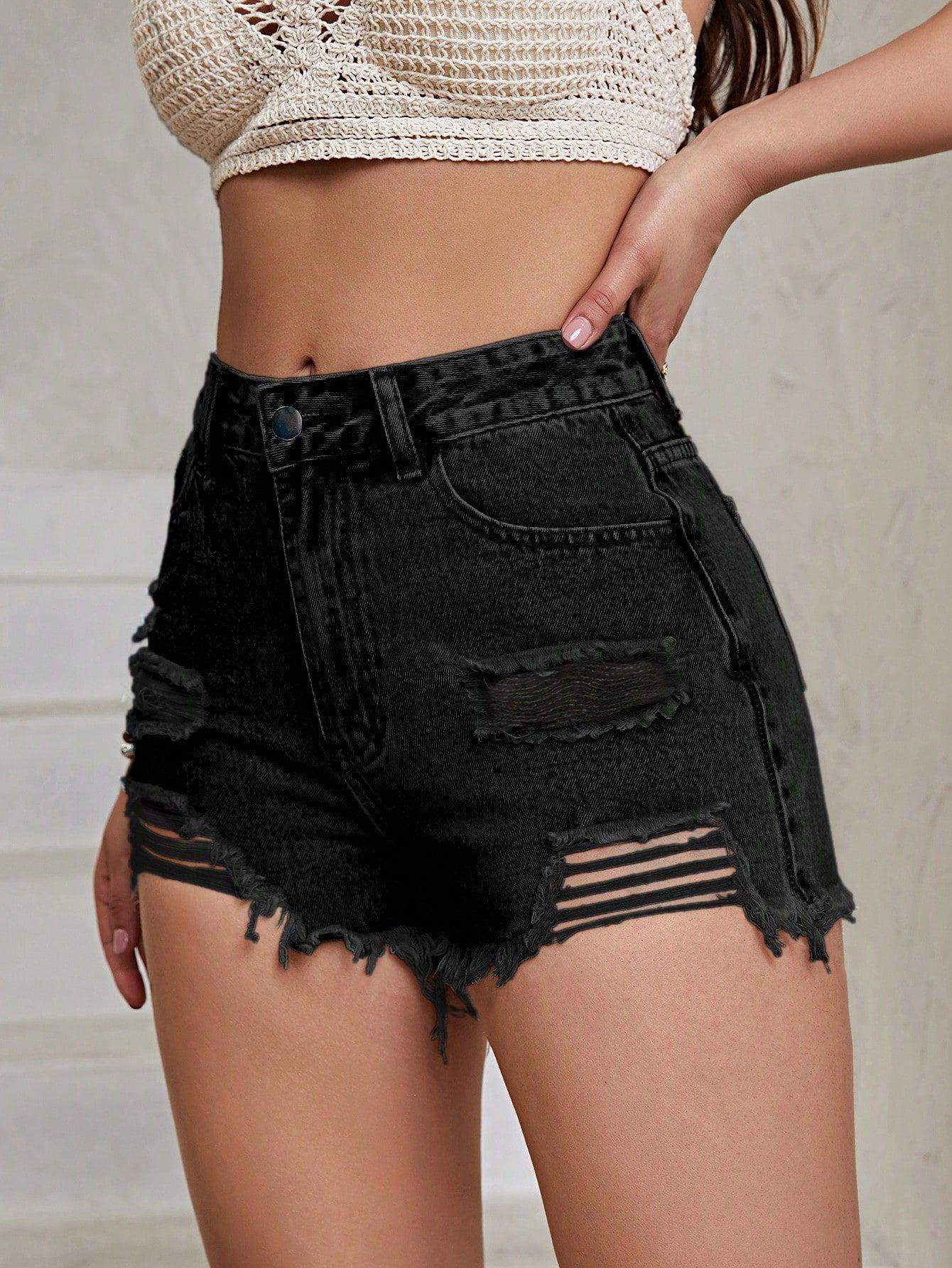 Low Rise Women’s Denim Mini Short Raw Hem