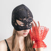 black lace hood mask festival rave cosplay headgear