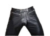 leather pants mens side lace up biker style with slim fit structure