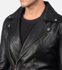 Men’s black leather biker jacket genuine sheepskin