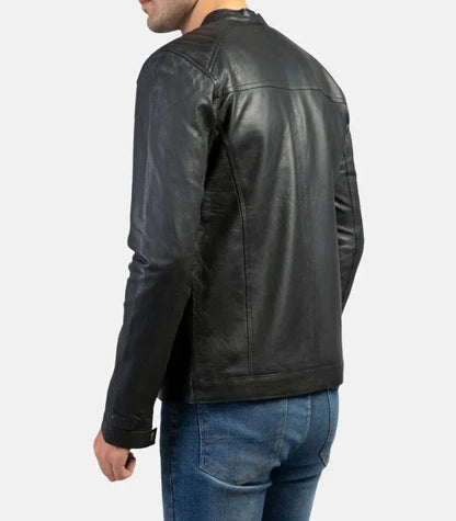 Black Moto Jacket Genuine Leather Men Biker Jacket