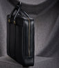 Black Leather Briefcase for Men with Double Handles and Laptop Storage