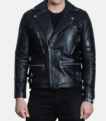 Mens Black Biker Leather Jacket Quilted – Real Leather Jacket