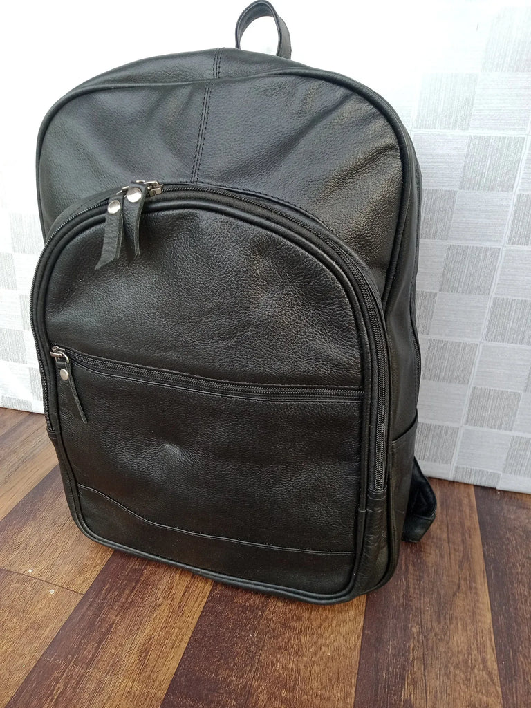 Black Leather Laptop Bag for Work and Daily Use