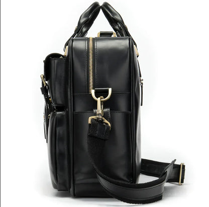 Leather Laptop Messenger Bag for Men with Business Travel Storage