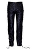 Laced leather pants real black biker pants with lace up sides for men