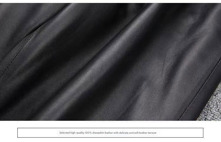 Women Leather Pants High Rise Black Cuff Trousers