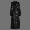 Black Leather Trench Coat Womens Long Belted Double Breasted