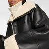 Leather Fur Trench Coat Womens Black Shearling Long Coat