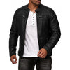 Men's Black Leather Motorcycle Jacket Racer Style