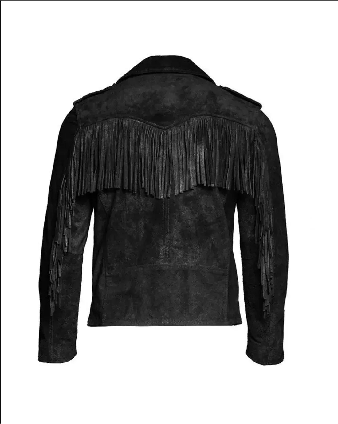 Black Suede Fringe Jacket Mens Western Biker Fringe Jacket