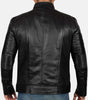 Mens Distressed Leather Jacket Black Vintage Style Zip Jacket