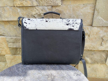 Hair On Cowhide Briefcase Bag Leather Office Laptop