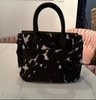 Black white cowhide purse western handbag tote for women