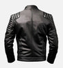 Men's Cafe Racer Leather Jacket with Black and White Design