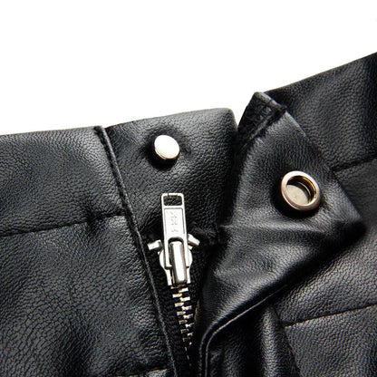 Genuine Leather Shorts Women Loose Wide Leg Cropped
