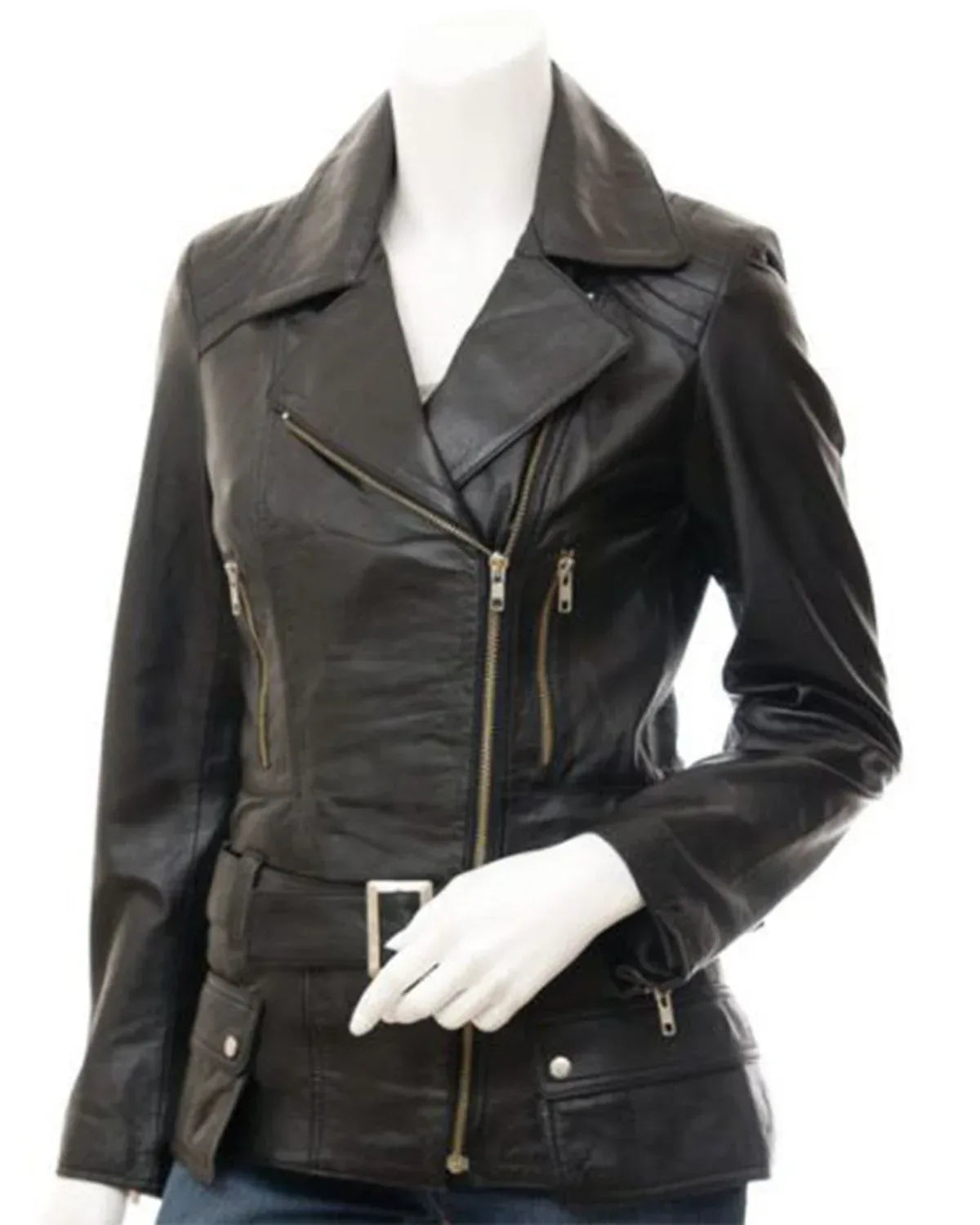 black women's leather jacket