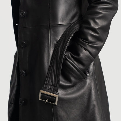 Black Leather Trench Coat Women