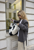 Large black white cowhide tote bag