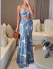 Women Long Summer Dress Printed Strapless Maxi