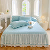 Lace Fitted Sheet with Ruffled Bed Skirt and Pillowcase