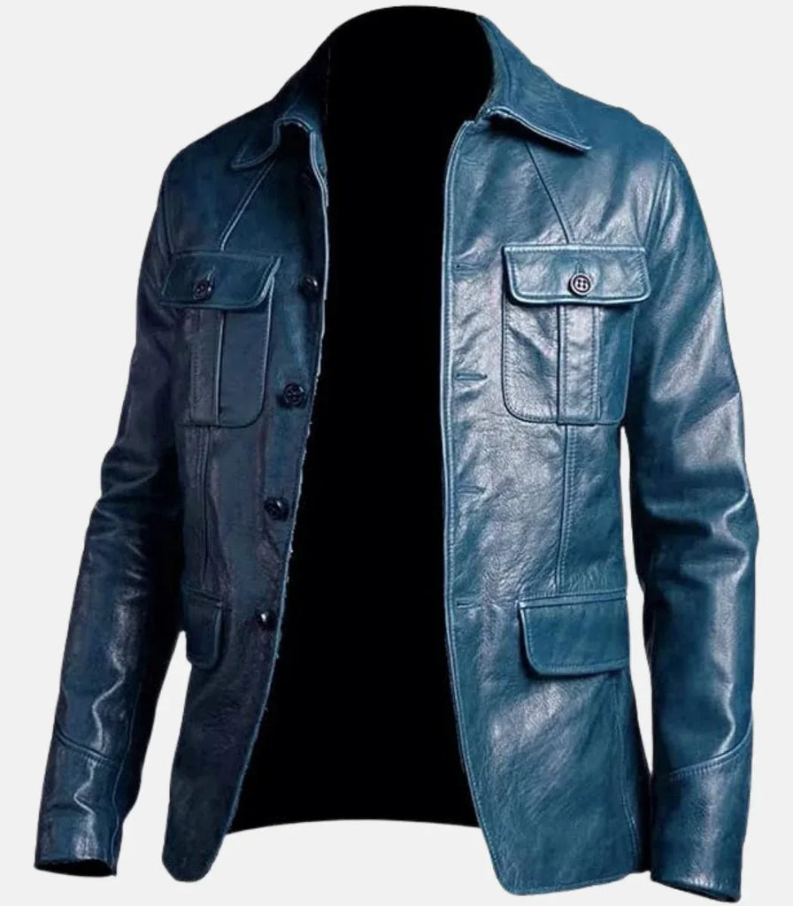 Blue Leather Jacket Mens – Real Leather Casual Style