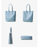 Genuine Leather Tote Bag for Women in Soft Blue with Wallet