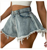 Boho Denim Mini Skirt High Waist Light Wash