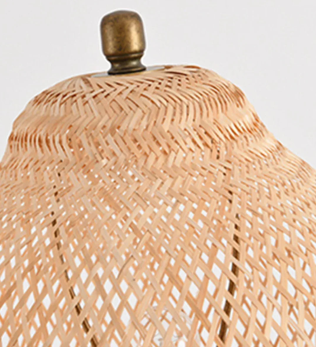 Boho Rattan Standing Floor Lamp for Living Room