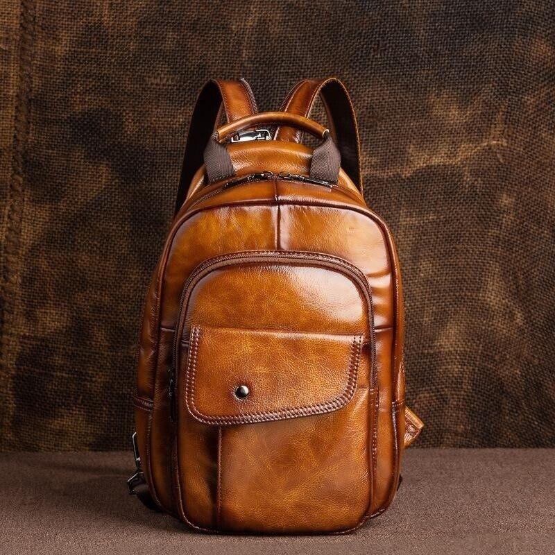 Real Leather Retro Mini Backpack