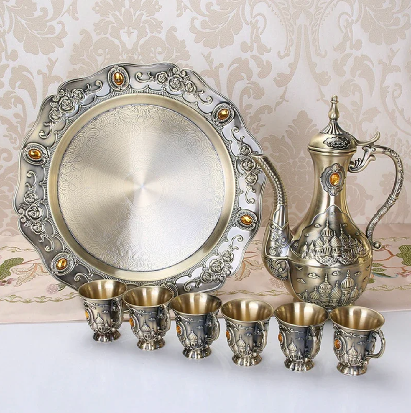 Antique bronze palace wine pot serving set