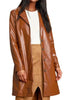 Leather Trench Coat Womens Brown Long Belted Overcoat