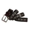 Wide Leather Belt with Silver Studs and Aztec Rivets