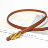 Women’s Skinny Genuine Leather Belt Gold Buckle