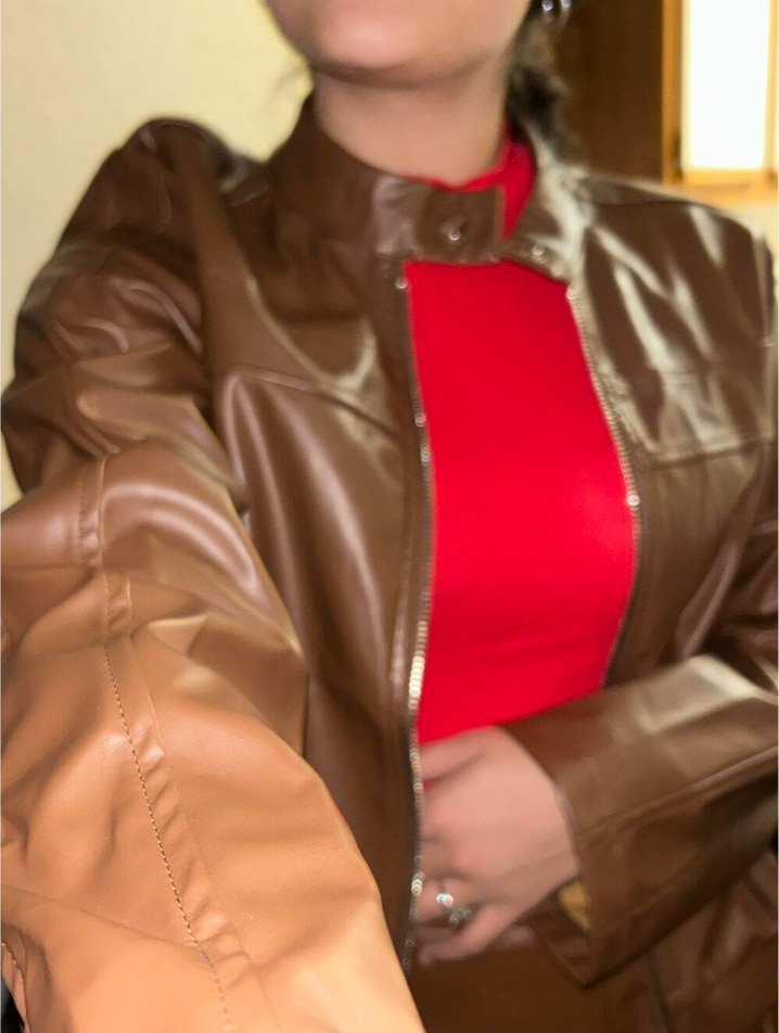 Genuine leather Zip up women's jacket